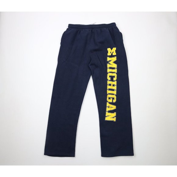 Vintage Mens XL Distressed University of Michigan Spell Out Wide Leg Sweatpants - Picture 1 of 11